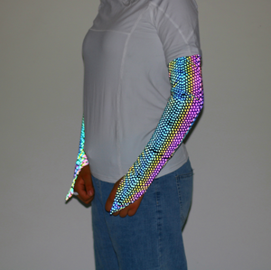 Manches de bras de compression pour femmes, réfléchissant, motif arc-en-ciel, anti-uv, longues compression, pour sport en plein air, cyclisme, <span class=keywords><strong>moto</strong></span>, été, - Product Image 3