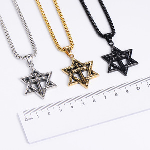 Ciondolo a Sei Stelle Risingmoon in Acciaio Inossidabile, Finitura Anticata Nera, Argento o Oro - Product Image 6