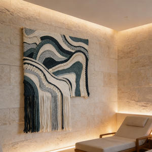 Décoration en macramé, art mural tissé à dégradé de vagues océaniques pour les intérieurs minimalistes côtiers - Product Image 4