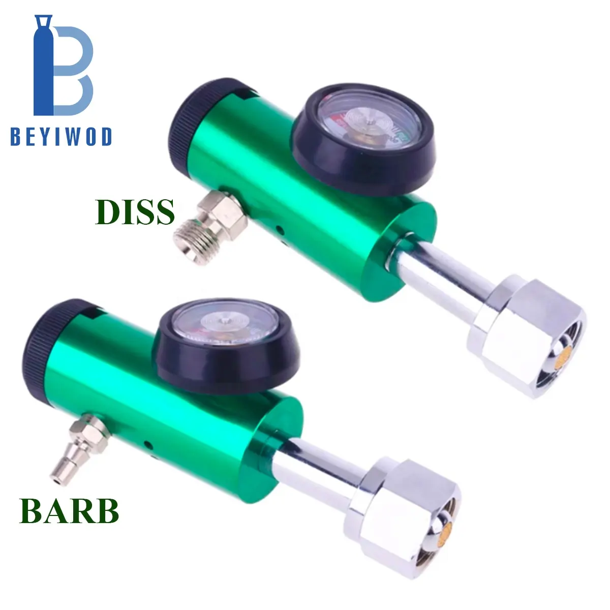 Medical Oxygen Inhalator Yoke Type Pin Index Regulator with Diss/Barb outlet / CV connection for CGA870 CGA540 valve