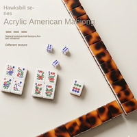Jeu de Mahjong Américain en Acrylique Motif Tortue Premium, Résistant aux Rayures et aux Chutes, Idéal pour Usage Domestique et Collection