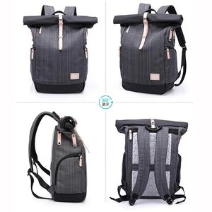 Custom Recycled Plastic Sports <b>Rolltop</b> Travel Rucksack Zipper Closure Nylon Lining Roll-Top <b>Backpack</b> - Product Image 3