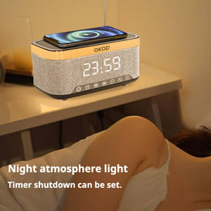 OKOP559 Reloj <span class=keywords><strong>Despertador</strong></span> con Carga Inalámbrica de 15W, Luz Ambiental RGB, Altavoz con Ruido Blanco para <span class=keywords><strong>Computadora</strong></span>, Teléfono Móvil y Hogar - Product Image 2