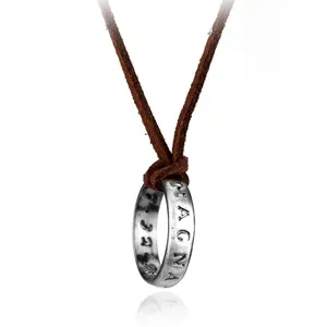 Wholesale fashion metal alloy nathan drake ring hide rope necklace