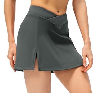 Custom <b>Women</b> Athletic Tennis Golf Sports Trousers Skirt 2In1 Stretchy Running Leggings <b>Skort</b> Solid Color Active Shorts - Product Image 2