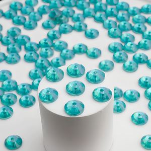 Cuentas de diamantes de imitación de resina epoxi de ópalo azul caribeño Aqua de 5 mm con parte trasera plana y orificio central para coser, para la fabricación de joyas y accesorios de cuentas para la cintura - Product Image 1