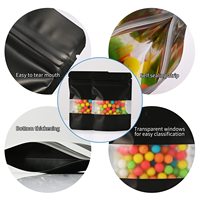 Sacs en Mylar d'aluminium blancs et noirs personnalisés avec fenêtre transparente, refermables, anti-odeur, pour emballage imprimé couleur, type pochette verticale