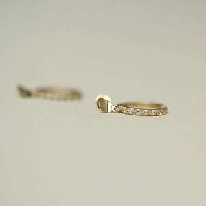 Pendientes de Aro Redondos de Oro de 9K con Circonita Pequeña, Estilo Temperamento, KJ335, Venta al por Mayor - Product Image 3