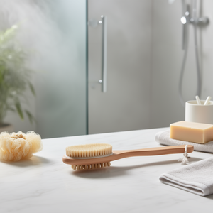 Cepillo de masaje exfoliante para el cuerpo con mango de madera de doble cara para spa y uso doméstico - Product Image 2