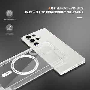 Funda de teléfono magnética de PC a prueba de golpes transparente DIY funda de teléfono móvil personalizable para Samsung S23 Ultra