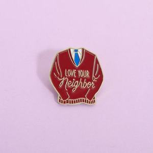 Broches en métal en gros, style dessin animé, minimalistes et élégantes, pour pulls rouges, badges créatifs MISTER ROGERS, pour les marchés européens et américains - Product Image 2