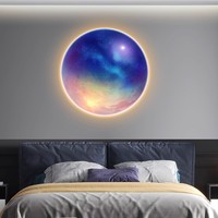Lukisan Dinding Sofa, Pintu Masuk, Kamar Tidur, Dekorasi Samping Tempat Tidur, Lampu LED Bundar Bertema Bulan