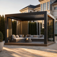 Pergola motorisée à lames orientables, avec capteur de pluie intelligent, en aluminium thermolaqué, étanche, pour extérieur et jardin, Natural Gifts