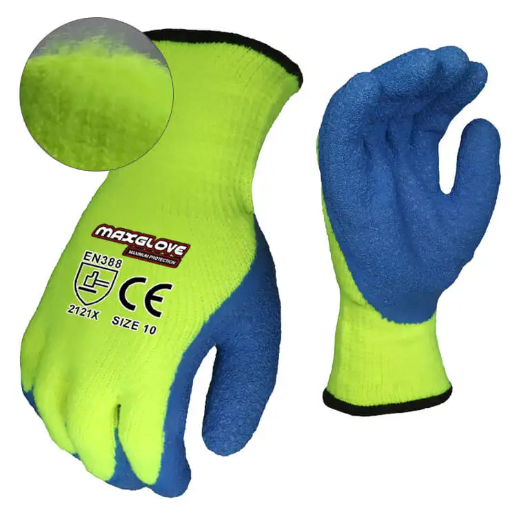 MaxiPact 7 Gauge acrylic polyester terry brushed thermal latex coated gloves