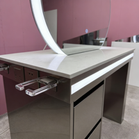 Meuble de salon haut de gamme XFMC, coiffeuse double face avec miroir, équipement de salon, station de coiffure pour salon de barbier