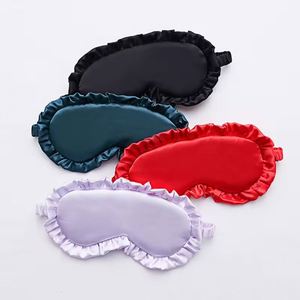 Hot Selling Fashion Double Sided Satin Customizable <b>Light</b> Blackout <b>Sleep</b> Eye Mask for Girls Cute Lace Ruffles Flower - Product Image 4