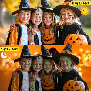 การเรืองแสงแบบพรีเมียมในรอยสักชั่วคราวสำหรับวันฮาโลวีนที่มืดการตกแต่งฮาโลวีนและงานปาร์ตี้ที่โปรดปรานสำหรับเคล็ดลับหรือการดูแล - Product Image 4