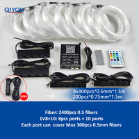 Projecteur de plafond étoilé à fibre optique en gros, 8 ports + 10 modules de distribution, 2400 étoiles, contrôle RF et par application, pour éclairage ciel étoilé automobile
