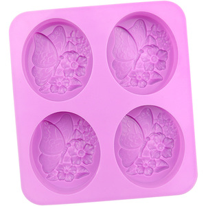 BPA Free 4 fori farfalla ovale torta in Silicone stampo in Silicone per sapone stampo per candela - Product Image 2