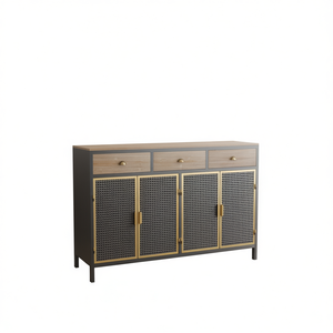 Modern 48 In Wide 4 Door <b>Sideboard</b> With 3 Drawers <b>Storage</b> Cabinet Entryway Living Room Office Bedroom Furniture - Product Image 1