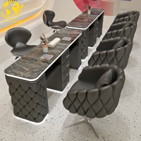 Ensemble table et chaise de manucure écologique avec texture marbre, collecteur de poussière et options de couleur personnalisées
