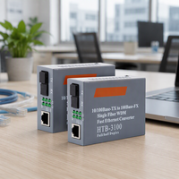 Convertisseur de média fibre optique FTTH 10/100M HTB3100 25KM A/B Monomode Monofibre POE/GSM/GPRS Interface SC Métal de haute qualité
