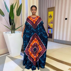 Abito lungo in cotone con design Kitenge africano stampato a maniche corte di nuova moda 2024 - Product Image 5