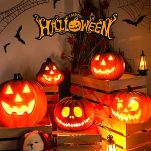 Linterna de calabaza de Halloween con pilas, decoración LED brillante de Jack O'Lantern para fiestas y escaparates. - Product Image 3