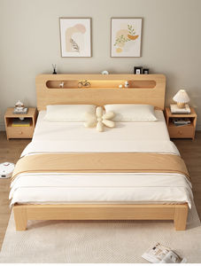Factory Custom Oak Elegant Simple Nordic Style Solid Wood <b>Single</b> <b>Bed</b> Hotel Apartment Double Hot Sale Bedroom Furniture Set YD-19 - Product Image 3