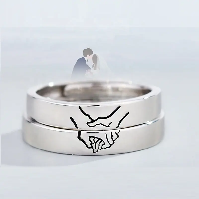 Anel para casal e mulher, joias de design atacado com anéis de letras simples, conjunto de anéis para homens e mulheres, amante