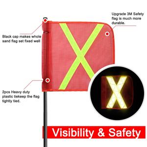 X drapeau réfléchissant avertissement de sécurité drapeau minier poteau fouet 3 sections poteau pour camion Buggy - Product Image 4