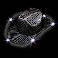 Cappelli da cowboy a LED luminosi e multicolori con paillettes lampeggianti forniti per molte occasioni