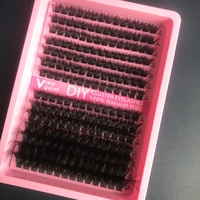 Kit d'extension de cils DIY avec segments de cils en éventail pré-coupés, personnalisables, avec adhésif et scellant, pour volume, marque privée