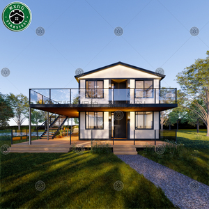 Casa Prefabricada de Acero Ligero de Dos Pisos de Rápido Montaje, Fácil Instalación, Alojamiento Turístico con Paneles de Pared Blancos y Balcón de Vidrio - Product Image 3