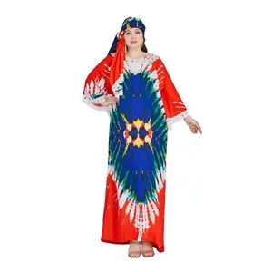 New Trend Bright Color Tie Dyed Print Long Loose Casual African Traditional Kitenge Women Dress