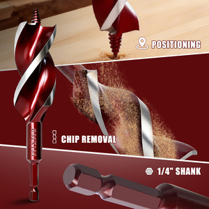 Guest Quality Three Flute Auger <b>Bit</b> 6.35mm Shank 230mm Length Woodworking <b>Drill</b> <b>Bit</b> for Smooth Finish - Product Image 3