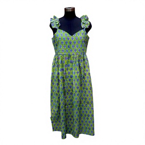 Nouvelle robe maxi à imprimé floral numérique vintage pour femmes, col en V, sans manches, coupe évasée, faite à la main, 100% coton respirant - Product Image 1