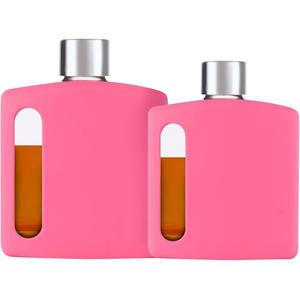 Draagbare Moderne 100Ml 240Ml Beschermende Siliconen Lederen Huls Glazen Heupfles Met Lekvrije Deksels - Product Image 2