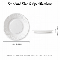 Assiette ronde en bagasse moulée de 6 pouces avec bord côtelé, en pulpe naturelle, pour la restauration et les plats à emporter