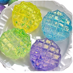 Jouet sensoriel souple anti-stress en forme de gaufre, design créatif, paillettes de maltose, cadeau ambiance cool - Product Image 6