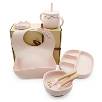 Großhandel Baby Fütterung sset Weicher Löffel Bpa Free Silikon Baby Lätzchen Schüssel Set