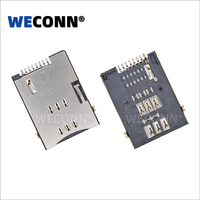 WECONN WL-SIM750-002-NA0 Connecteur de carte SIM 6 broches + 2 H=1.80mm à détection par pression, montage en surface, personnalisable