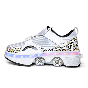 Zapatos con ruedas retráctiles, 4 ruedas, suela TPR, zapatillas populares de doble <span class=keywords><strong>fila</strong></span>, zapatos con ruedas para niños y niñas - Product Image 4