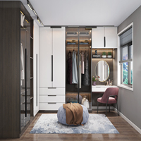 Armario Lesso para el Hogar con Puerta Corredera de Cristal, Tocador Integrado, Mueble de Almacenamiento Personalizado, Vestidor Moderno para Casa de Campo