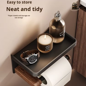 Nuevo Estante <span class=keywords><strong>de</strong></span> Almacenamiento Estilo Nogal Mejorado, Sin Necesidad <span class=keywords><strong>de</strong></span> Perforación, para Baño, Estante para Papel Higiénico Resistente y Duradero - Product Image 2