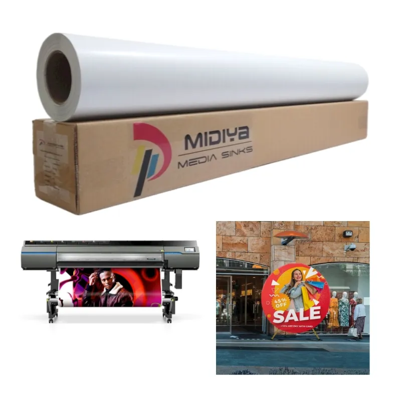 Poster Material PVC Adhesive Vinyl Factory Outdoor Advertising Printing White Glossy Matte For Eco Solvent Printable Vinyl Roll