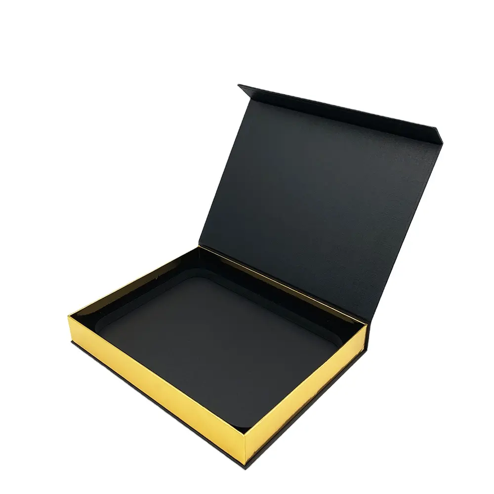 Yeni ürün özel Logo lüks kozmetik ambalaj siyah kağıt hediye karton kutu Eva köpük ek manyetik kapak kapatma ile