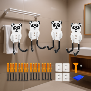 Panda Wall Mount Robe Hooks 4 Pack With Screws And <b>Anchors</b> For Bathroom Storage Organizing - Product Image 2