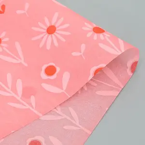 Custom Merk Logo Ontworpen Roze Daisy Bloem Inpakpapier Met Logo Wrap Papier Voor Kleding Cadeau Verpakking