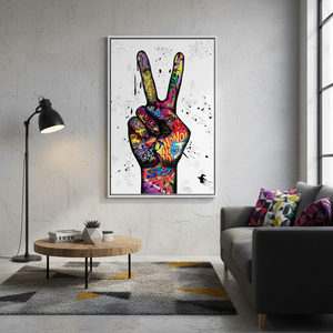 Peace Sign Graffiti Art: Printed Canvas Wall Decor Gift,WHITE <b>FRAMED</b> CANVAS - Product Image 3
